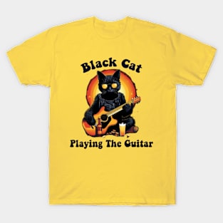 Black Cat Playing The Guitar T-Shirt